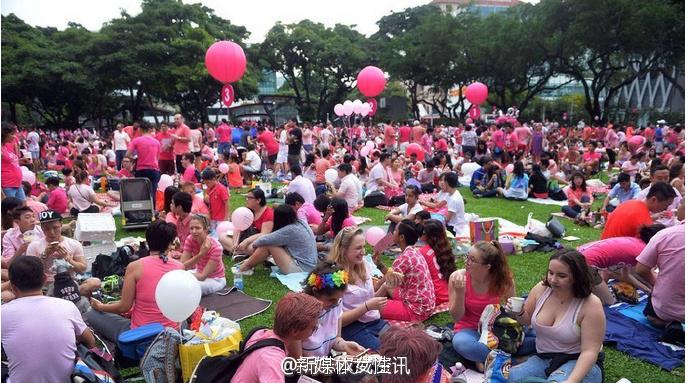 2015 新加坡“ pink dot 粉红点” 活动支持同性恋。图片来自网络